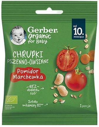 Gerber Organic Chrupki pszenno-owsiane pomidor marchewka dla niemowląt od 10 miesiąca 7g