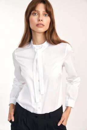 Biała koszula z wiązaniem pod szyją - K62 (kolor biały, rozmiar 42)