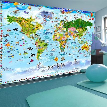 Artgeist Mapa Świata Dla Dzieci Z Kolorowymi Rysunkami 400x280