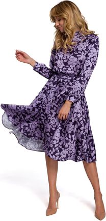 K084 Sukienka z rozcięciem na plecach - model 2 (kolor fioletowy, rozmiar M)