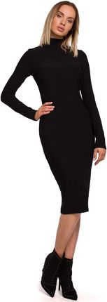 M542 Sukienka dopasowana z półgolfem - czarna (kolor czarny, rozmiar L)