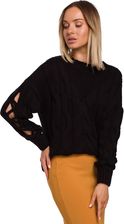 M539 Sweter z dziurami na rękawach - czarny (kolor czarny, rozmiar L/XL)