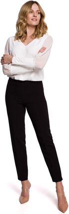 K055 Spodnie cygaretki gładkie - czarny (kolor czarny, rozmiar M)