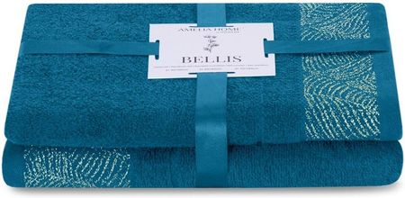 Ameliahome Ręcznik Bellis Kolor Niebieski Styl Klasyczny 50x90+70x130