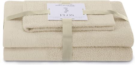 Ameliahome Ręcznik Flos Kolor Beżowy Styl Klasyczny 30x50+50x90+70x130