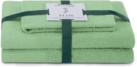 Ameliahome Ręcznik Flos Kolor Zielony Styl Klasyczny 30x50+50x90+70x130