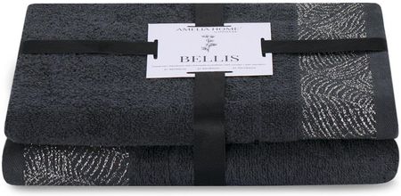 Ameliahome Ręcznik Bellis Kolor Grafitowy Styl Klasyczny 50x90+70x130