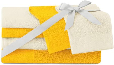 Ameliahome Ręcznik Flos Kolor Żółty Styl Klasyczny 2*30x50+2*50x90+2*70x130