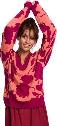BK056 Sweter w kwiaty - model 4 (kolor jak na zdjęciu, rozmiar S/M)
