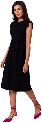 B262 Sukienka z podwyższoną talią - czarna (kolor czarny, rozmiar L)