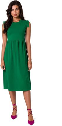B262 Sukienka z podwyższoną talią - soczysta zieleń (kolor zielony, rozmiar L)