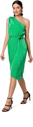 K160 Sukienka na jedno ramię - soczysty zielony (kolor zielony, rozmiar XL)