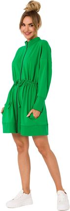 M733 Sukienka na zamek z wycięciami na plecach - soczysta zieleń (kolor zielony, rozmiar L/XL)