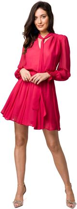 K168 Sukienka szyfonowa z klinami - fuksja (kolor fuksja, rozmiar S)