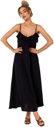 M743 Sukienka na cienkich ramiączkach - czarna (kolor czarny, rozmiar XXL)