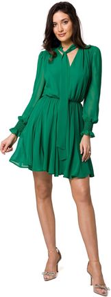 K168 Sukienka szyfonowa z klinami - soczysta zieleń (kolor zielony, rozmiar S)