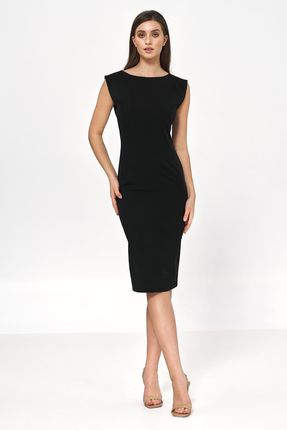 Czarna sukienka o ołówkowym fasonie - S220 (kolor czarny, rozmiar 34)