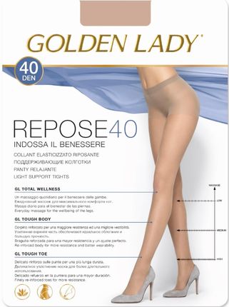 RAJSTOPY GOLDEN LADY REPOSE 40 (kolor Nero, rozmiar XXL)