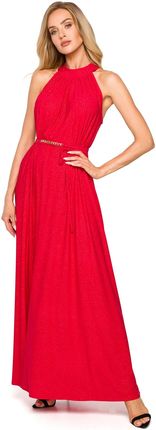 M721 Suknia z dekoltem typu halter - czerwona (kolor czerwony, rozmiar uniwersalny)