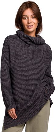 BK047 Sweter oversize z golfem - antracytowy (kolor grafit, rozmiar uniwersalny)
