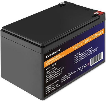 Akumulator LiFePO4 litowo-żelazowo-fosforanowy Qoltec 12.8V 12Ah 153.6Wh BMS