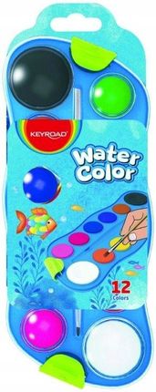 Keyroad Farby Akwarelowe Z Pędzelkiem 12 Kolorów