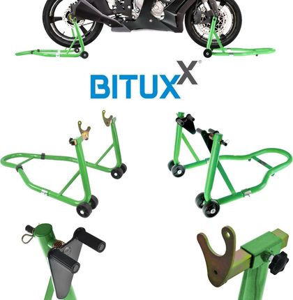 Bituxx Zestaw Stojaków Na Przód I Tył Do Motoru Zielone Podnośniki