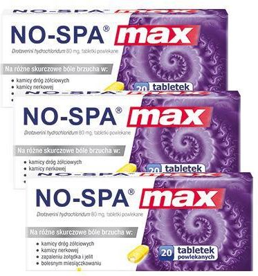 NO-SPA MAX 80 mg, 3 x 20 tabletek. Na ból brzucha, skurcze
