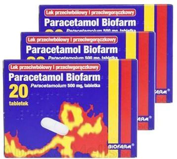 PARACETAMOL BIOFARM 500 mg - 3 x 20 tabl.