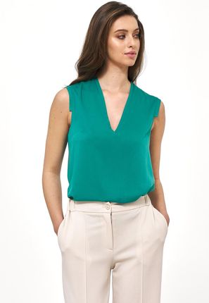 Zielona wiskozowa bluzka bez rękawów  - B148 (kolor zielony, rozmiar 40)