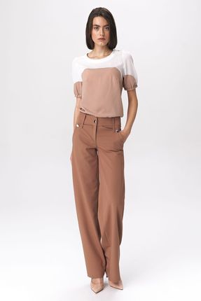 Karmelowe spodnie palazzo - SD38 (kolor karmel, rozmiar 40)