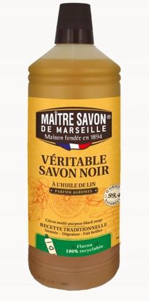 Maitre Savon De Marseille Czarne Mydło Z Olejem Lnianym 1l