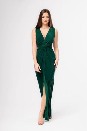 Sukienka maxi z głębokim dekoltem w stylu greckiej bogini (Zielony, M/L)