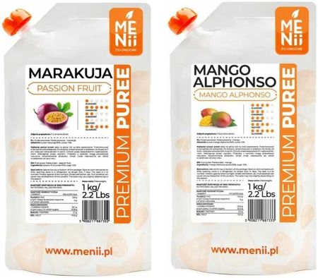 Menii Sp. Z.O.O. Puree Mango Alphonso Premium Pulpa 1kg + Marakuja