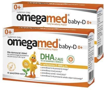 OMEGAMED Baby DHA z alg + Wit D Dla niemowląt i dzieci 0+, 2 x 60 kapsułek