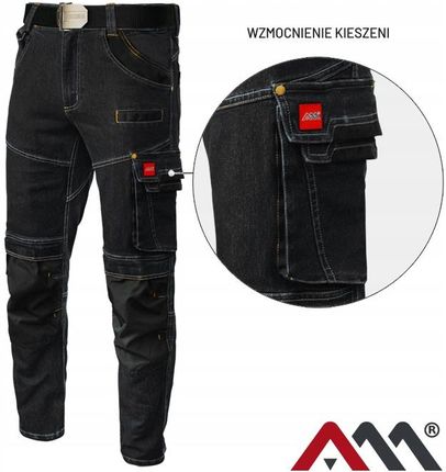 Art-Mas Spodnie Robocze Do Pasa Jeansowe Stretch Czarne Xl