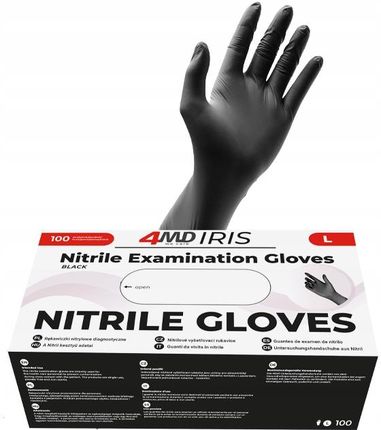 Rękawiczki Nitrylowe Czarne Bezpudrowe 100 Szt M