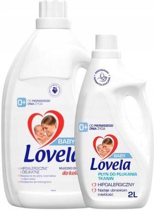 Lovela Baby Mleczko do prania Color 4,5l + Płyn do płukania tkanin 2L/33 prania