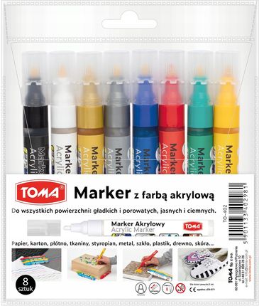 Toma Zestaw Markery Akrylowe To-402 2,5Mm 8 Kol.