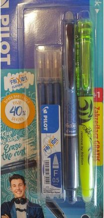 Pilot Długopis Wymazywalny Frixion Clicker 0.5Mm + Zakreślacz + 3 Wkłady 0.5Mm Niebieski 5 Elementów