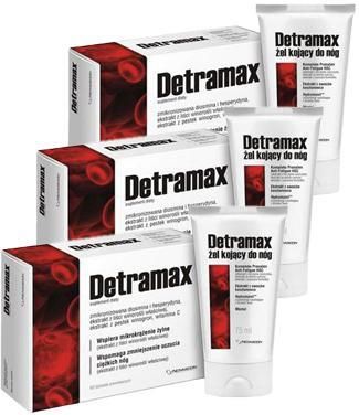 DETRAMAX 3 x 60 tabletek + DETRAMAX Żel chłodzący do nóg 3 x 75 ml