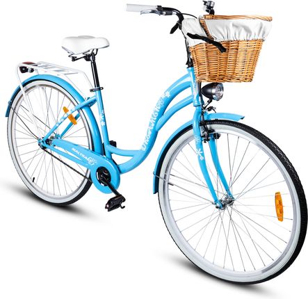 Rower Miejski MalTrack Citybike Dreamer 1-speed Light Blue 28" + Koszyk Biały