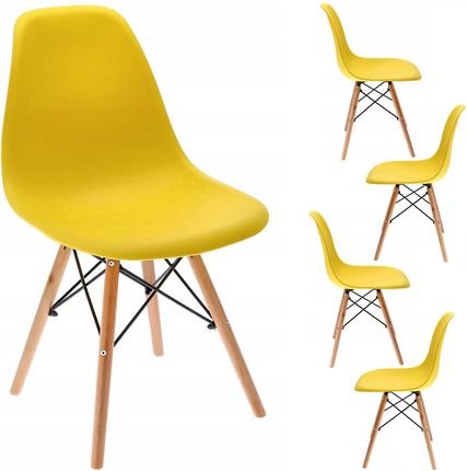 Zestaw 4 krzeseł EVA skandynawskie plastikowe żółte