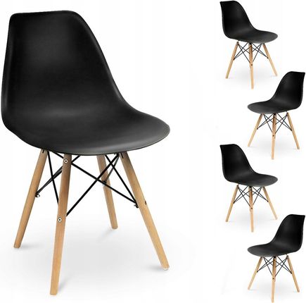 Zestaw 4 krzeseł EVA skandynawskie plastikowe czarne