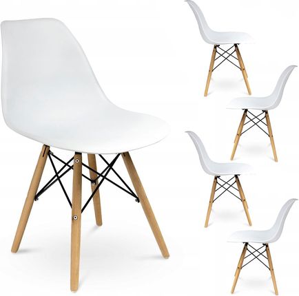 Zestaw 4 krzeseł EVA skandynawskie plastikowe białe