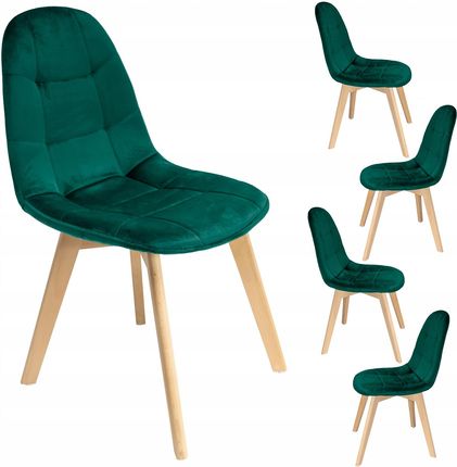 Zestaw 4 krzeseł COLIN tapicerowane welurowe zielone