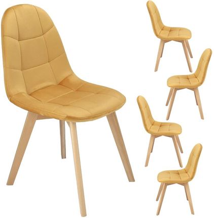 Zestaw 4 krzeseł COLIN tapicerowane welurowe musztardowe