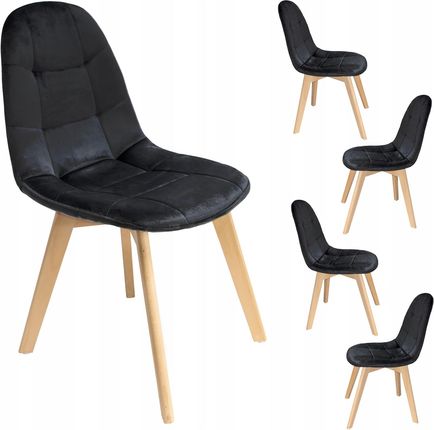 Zestaw 4 krzeseł COLIN tapicerowane welurowe czarne