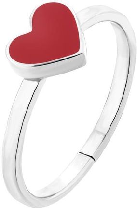 Srebrny pierścionek z czerwonym serduszkiem