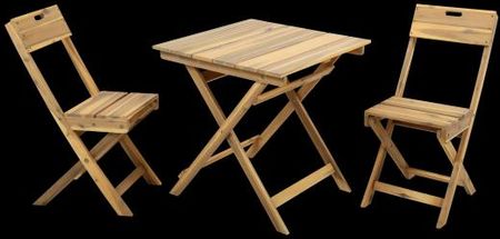 Zestaw Drewniany Bistro Filax Akacja 1 Stół + 2 Krzesła